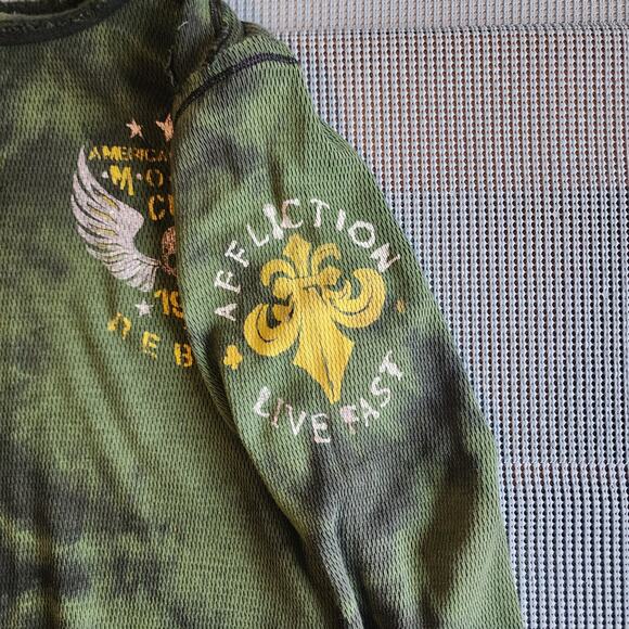 Affliction Men's Medium Reversible Graphic Long Sleeve Skull Shirt - Picture 7 of 9